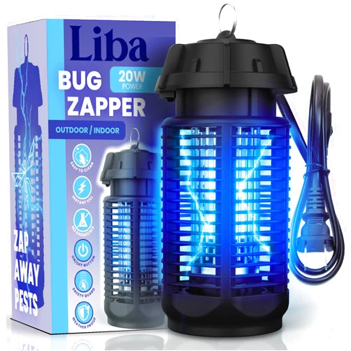 LiBa Electric Bug Zapper, Outdoor & Indoor Insect Killer with Switch – 4000V Powerful Grid, 20W Extra Brightness IPX4 Waterproof Mosquito Repellent Outdoor, Fly Traps for Backyard Patio