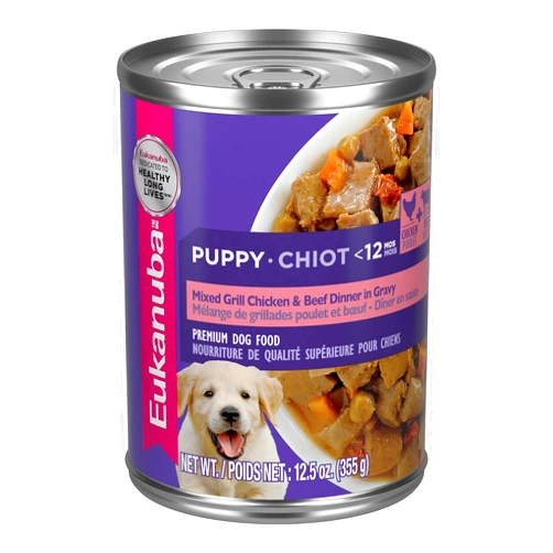 Eukanuba Puppy Mixed Grill Chicken & Beef Dinner in Gravy Wet Dog Food, 12.5 oz (Pack of 12)