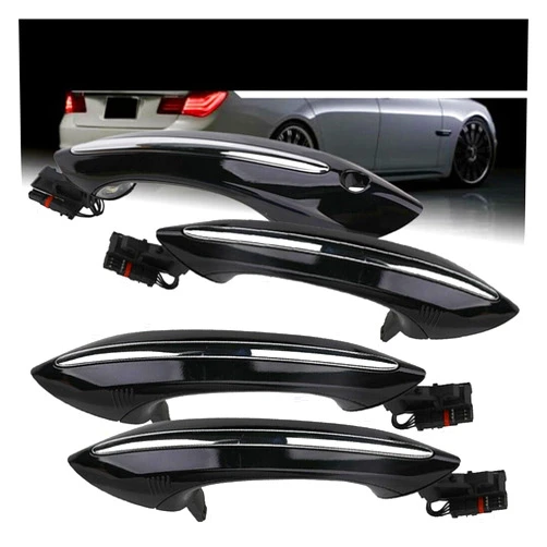 TINEOOC Replacement Door Handle, 4X Black Outer Outside Exterior Comfort Access Door Handle Set Compatible for -BMW 5 6 7 Series F07 F10 F11 F06 F12 F13 F01 F02,Door Handle Spare Parts