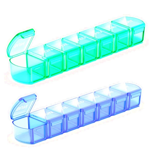 DOHIMGIO Extra Large Pill Organizer 2 Pack, XL Pill Box 7 Day, Weekly Pill Case with Large Capacity, Jumbo Organizer, BPA Free (Blue+Green)