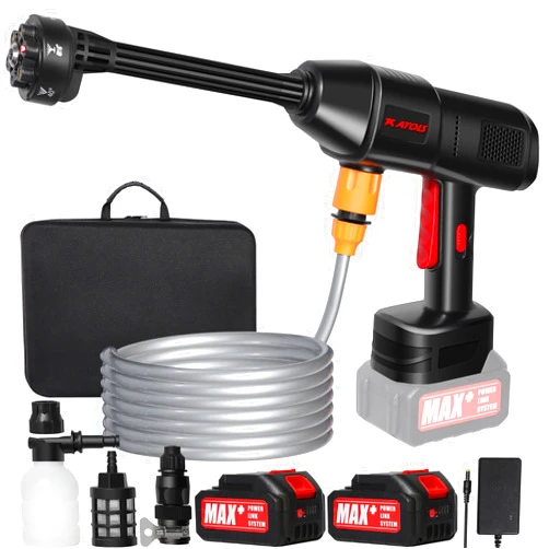 ATOLS Cordless Pressure Washer, Battery Powered Pressure Washer with 6-in-1 Nozzle, 21V Portable Cordless Power Washer with 2 Rechargeable Battery for Car/Fence/Floor/Patio Cleaning & Watering