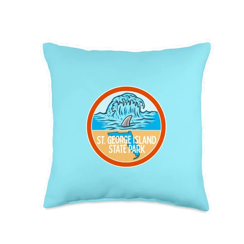 St George Island State Park FL Vacation Souvenirs St. George Island State Park Florida FL Shark Fin Vacation Throw Pillow, 16x16, Multicolor