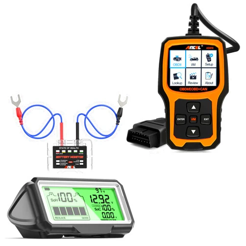 ANCEL AD410 Enhanced OBD II Vehicle Code Reader Automotive OBD2 Scanner Auto Check Engine Light Scan Tool (Black/Yellow) ANCEL BM200 Pro Car Battery Tester Battery Monitor