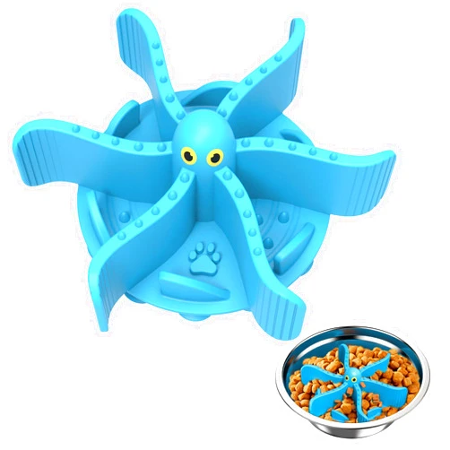 MRSOHRET Slow Feeder Dog Bowls Octopus Silicone Slow Feeder Insert Cuttable Dog Slow Feeder Bowl for Large Medium Small Breed Dogs Compatible with Stainless Steel Glass Ceramic Dog Bowls