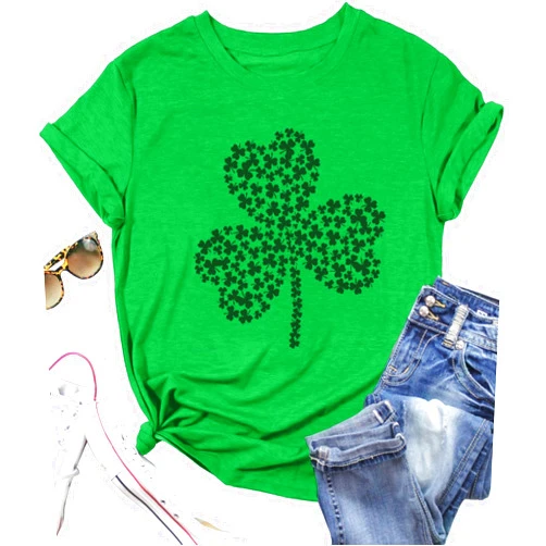 Ditcnolar St Patricks Day Women Shamrock Clover Graphic Casual T-Shirt Short Sleeve Tee Tops