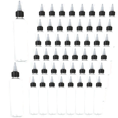 LISHINE 50 Pack 4oz Plastic Squeeze Bottles with Twist Top Cap, Boston Dispensing Bottles Small Twist Top Applicator Bottle, Mini Squeeze Bottles for Paint, Glue, Crafts, Ink, Liquids, Oil