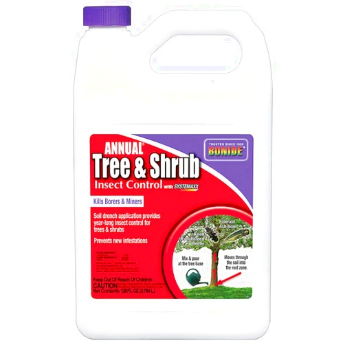 Bonide Annual Tree & Shrub Insect Control with Systemaxx, 128 oz Concentrate, Year Long Protection and Insect Killer