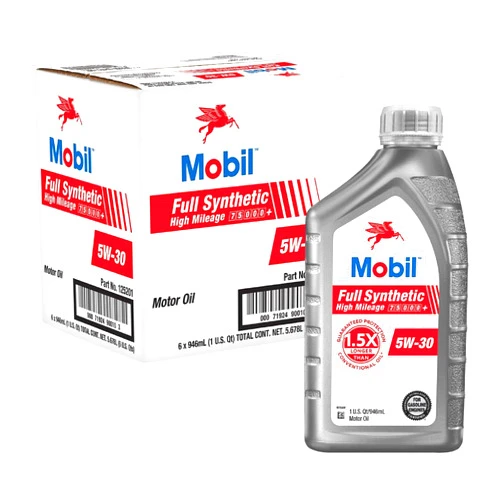 Mobil Full Synthetic High Mileage Motor Oil 5W-30, 1 Quart (6-pack)