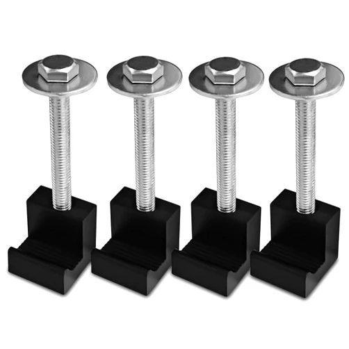 Hirificing 4PCS Truck Tool Box Mounting Kit, J Hook Truck Crossover Tool Boxes for Bed of Truck Aluminum Pickup Toolbox Rail Mounting Kit for Fix Tool Boxes Tie Downs Comes with Fastening Nuts(Black)
