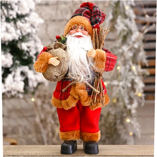 Peyan Santa Claus Figurines,12 Inch Standing Santa Claus Christmas Figurine with Gift Bag and Xmas Ornaments,Gold/Red Santa Statues,Santa Chef Figurine,Christmas Decorations for Table,Counter