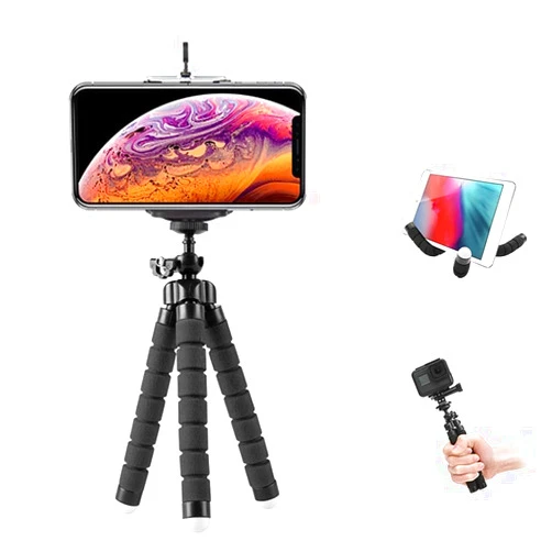 VodTiuKia Flex Mobile Phone Tripod Stand, Portable and Adjustable Camera Stand with Mobile Phone Clip, Flexible Mobile Phone Tripod Compatible with Mobile Phone/GoPro/Camera (Blue)