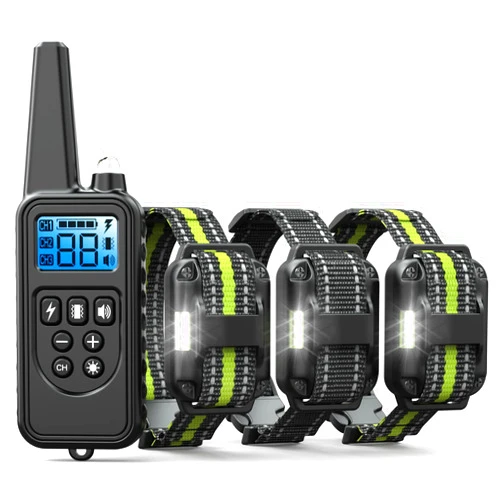FunniPets Dog Training Collar 3 Pack - 2600Ft Dog Shock Collar with Remote Control Waterproof E Collar for Dogs Training with Beep Vibration Shock Flashlight (3 Pack, 2 Green+Black)