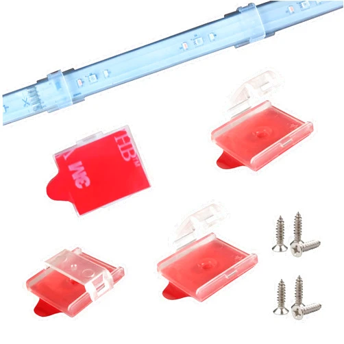 ATB- Future LED Strip Clips for IP67/IP68 Waterproof LED Strip Light Which are 12mm- 14.5mm Width and 2.7mm-4mm Thickness,Self-Adhesive and Screws Double Installations.Clear and 100Pack.