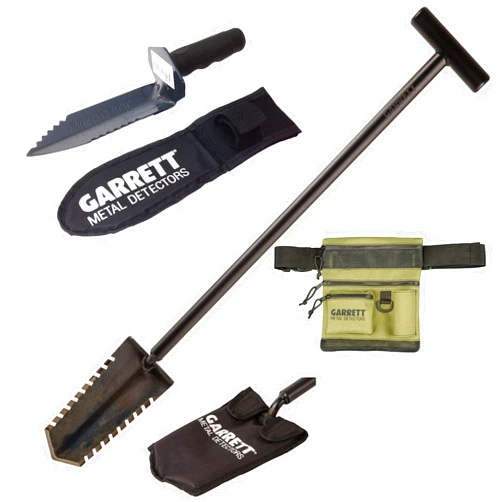 Garrett Metal Detectors Garrett All Terrain Dig Pouch, Edge Digger Spade and Razor Relic Shovel Bundle