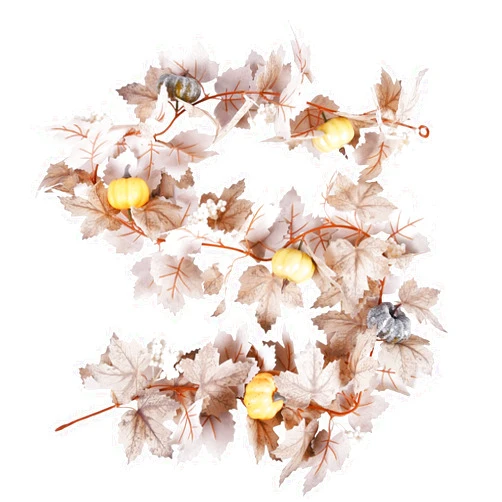 IHeartYard Fall Garland, 6ft Autumn Garland Maple Leaves, Pumpkins, and Berries for Holiday, Mantle, Fireplace, Indoor and Outdoor Décor