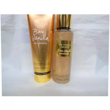 Generic Victoria Secret Bare Vanilla Shimmer Mist Lotion Set Duo Bundle packaging may vary