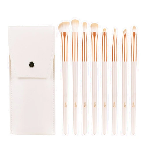 MSQ Eye Makeup Brushes 8pcs Eyeshadow Makeup Brushes Set, Soft Synthetic Hairs & Real Wood Handle for Eyeshadow, Eyeliner, Blending, Concealer,Nose Shadow (Khaki)