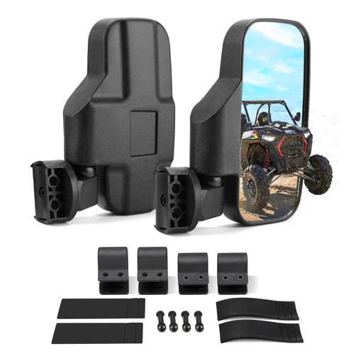 KEMIMOTO UTV Mirrors UTV Side Mirrors Fits 1.6 inch to 2 inch Roll Cage Compatible with Polaris RZR 900 1000 Can Am Kawasaki Mule Rhino YXZ Zforce Pioneer 1000/700, Shatter Proof Tempered Glass
