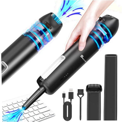 Selvim Compressed Air Duster & Vacuum 2 in 1, Selvim Electric Air Blower Duster 69000RPM Computer Keyboard PC Cleaner, No Compressed Air Can with 8000mAh Battery, 2 Speed Powerful Cordless Car Office Duster