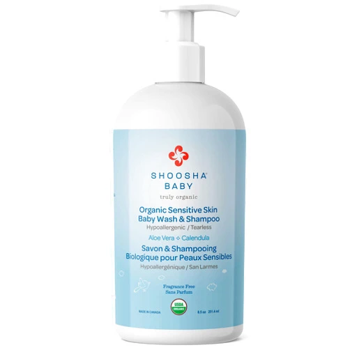 Shoosha USDA certified Organic Shampoo and Body Wash for babies and kids, Great for Sensitive Skin, All natural made from food grade ingredients, Fragrance and Tear Free, Hypoallergenic