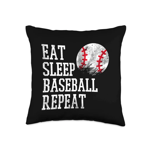 BoredKoalas Baseball Pillows Men Women Kids Gifts Eat Sleep Baseball Repeat Funny Coach Team Player Men Women Throw Pillow