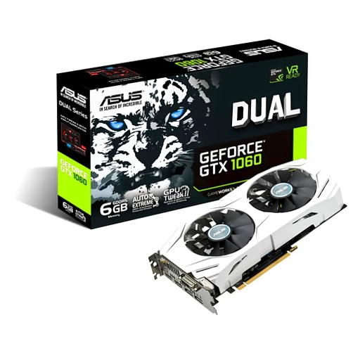 ASUS GeForce GTX 1060 6GB Dual-Fan OC Edition VR Ready Dual HDMI DP 1.4 Gaming Graphics Card (DUAL-GTX1060-O6G) (Renewed)