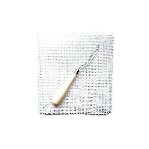 tegongse 19 X 19 in Rug Making Canvas Mesh, Latch Hook Included - Blank Rug Hooking Mesh Latch Hook Carpet Making Mesh for Embroidery Crafts Decoration