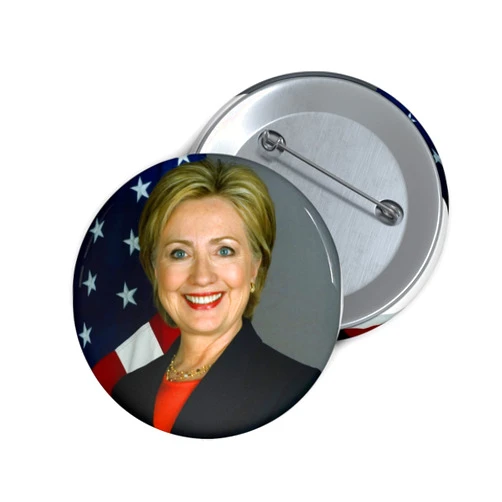 Brian Bula Hillary Clinton Button - Collectible Picture Button of Hillary Clinton Large 3 inches Made in USA