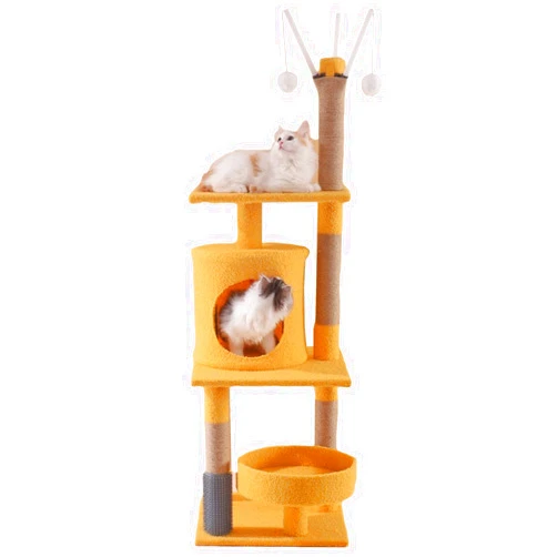SHIBOHAN Cat Tree Cat Tower One Through The Sky Column Multi-Level Kitten Room, Small Cats with Litter Jumping Platform, Comfortable Plush Condo and Sisal Column for Indoor Activities to Relax