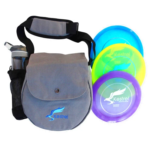 Kestrel Discs Pro Frisbee Golf Disc Set - 3 Disc Golf Discs & Gray Disc Golf Bag - Includes Disc Golf Driver, Midrange Disc & Disc Golf Putter - Pro Disc Golf Set to Enjoy The Outdoors