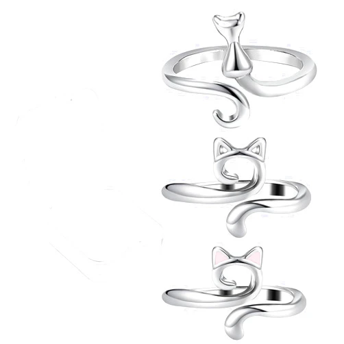 Dimeho 3 Pack Adjustable Knitting Rings Crochet Yarn Guide Holder Cute Cat Finger Loop Wide Open Weaving Hook Braided Thimble Knit Accessories for DIY Craft Sweater Scarf Handicrafts
