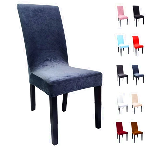 ZAIROU Velvet Chair Covers for Dining Room Stretch Removable Washable Short Dining Chair Covers Seat Slipcover for Hotel Dining Room Ceremony Banquet Wedding Party