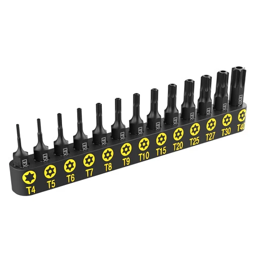 LEXIVON 13-Piece Tamper Resistant Star Bits, Premium S2 Alloy Steel, T4 - T40 | Impact Grade Security Torx Bit Set, 1/4-inch Hex Shank (LX-301)