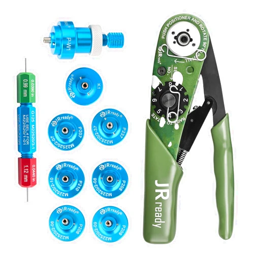 JRready ST2060-AS2G M22520 2 01 Indent Crimper Kit NEW-AS2G 615717 Aviation Crimp Tool and 7 Positioner and G125 Gauge for Solid Barrel Contact of Miniature Connector in Electronic Systems 20 32awg