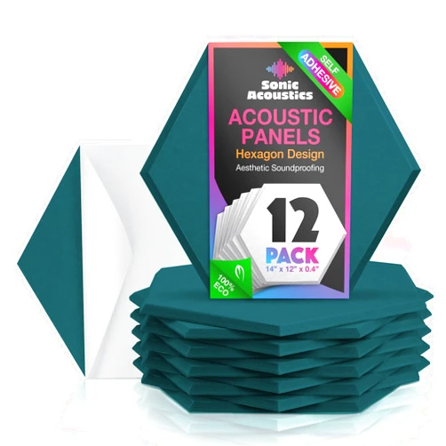 Sonic Acoustics Self-Adhesive 12 Pack Hexagon Acoustic Panels, 14