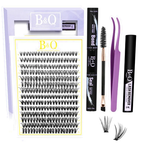 B&Qaugen DIY Lash Extension Kit B&Q 280 PCS Individual Eyelash Extension Kit 0.07C 9-16MIX 30D 40D Cluster Lashes Kit Lash Glue Remover for Eyelash Extensions (Kit-30D40D-0.07C,9-16MIX)