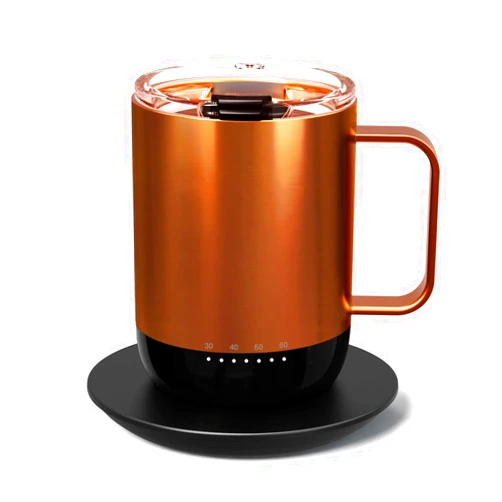 vsitoo Temperature-Controlled Self-Heating Smart Coffee Tea Mug 14 Oz, Smart Travel Mug with Manual & APP Controlled Coffee Warmer, Rechargeable and Battery Powered, LED Light, Auto Off (Copper)