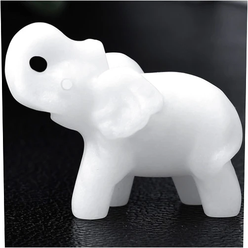 Ytbeoxk 1.8 Inch White Jade Elephant Crystal Decor, Healing Crystal Cute Figurines,White Elephant Gemstones Decorations Statue, Lucky Reiki Stones in Home and Office Meditation Gift for Women and Men