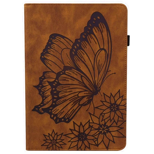 HUYOKHG Tablet Cases PU Leather Case Flip Wallet Protective Cover Butterfly Embossed Protective Cover Card Slot Tablet PC Cover Suitable Compatible with Fire HD10 2021 Tablet PC Case(Brown)
