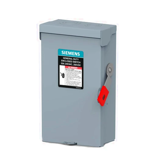 Siemens GF221NLA 30-Amp, 2-Pole, 240V General Duty Plus Series Safety Switch, Fusible, Indoor