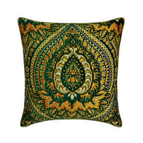 The HomeCentric Decorative Pillow Covers Dark Green & Mustard 24