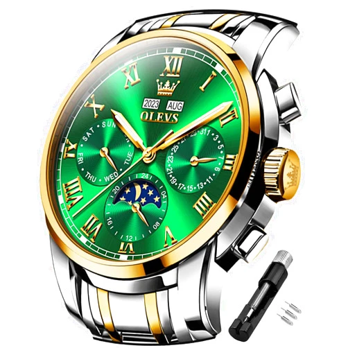 OLEVS Watches for Men Automatic Mechanical Self Winding Dress Wrist Watch Multifunction Calendar Waterproof Luminous