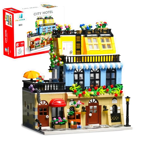 ENJBRICK Flowers City Hotel House Building Kit for Adutls, Creator Building Toy Set with Apartmant and Shops for Girls and Adults 1464 pcs