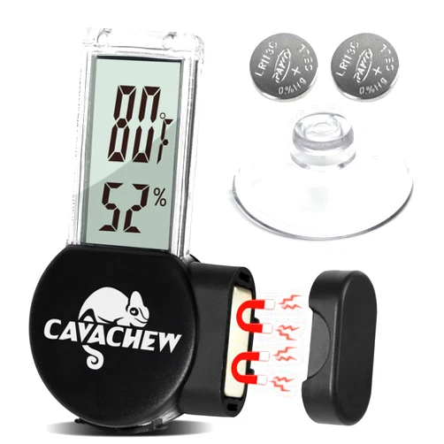 CAVACHEW Magnetic Reptile Thermometer and Humidity Gauge, Digital LCD Reptile Tank Thermometer Hygrometer, Reptile Habitat Accessories Terrarium Supplies for Bearded Dragon, Snake, Hermit Crabs, Gecko