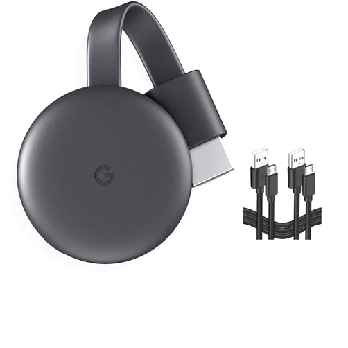 Google Chromecast - Streaming Device with HDMI Cable - Stream Shows, Music, Photos, and Sports from Your Phone to Your TV with Extra Cable- Charcoal