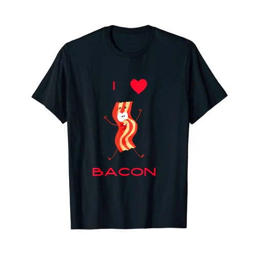 Try me on for size Funny I Love Bacon Heart T-Shirt