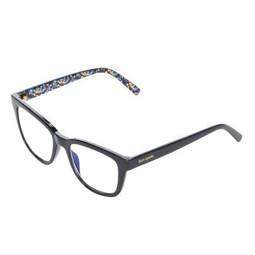 Kate Spade New York Women's Jazelle Blue Light Readers Square Reading Glasses, Black/Demo Lens, 51mm, 18mm + 2.5