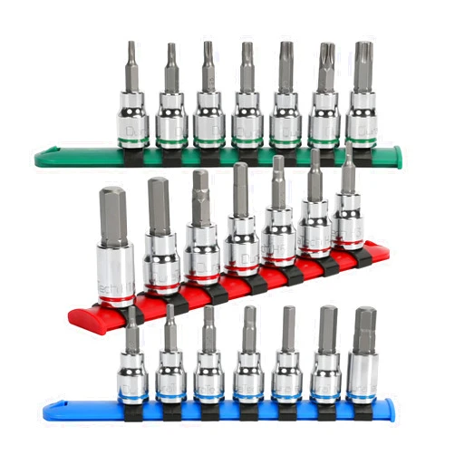 DURATECH Allen Bit Socket Set, 3/8'' Drive Torx, 21-Piece, Premium CR-V Socket and S2 Bits, Metric&SAE