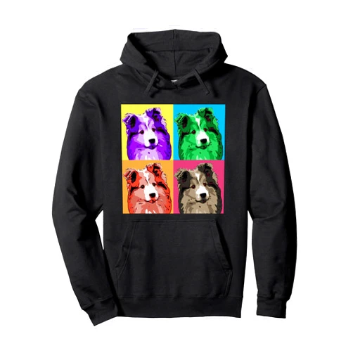 DW Shelties Sheltie Pop Art Style Shetland Sheepdog Pullover Hoodie