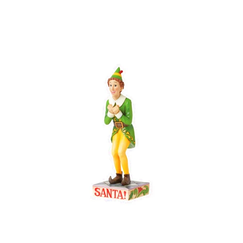 Enesco Elf by Jim Shore Buddy The Elf I Know Santa Excited Pose Figurine- Stone Resin Hand Painted Crafted Collectible Elf Christmas Figurines Home Decor Statue, 8.66 Inch